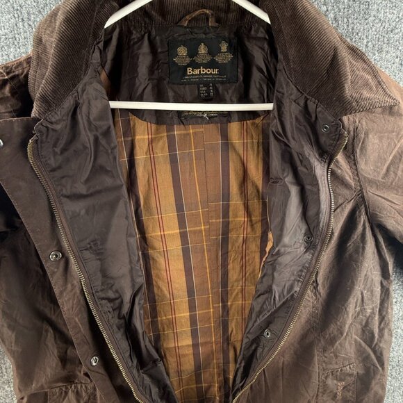 Barbour HAMSHIRE Size 16 Brown Lightweight Waxed Jacket Women Full Zip Outdoors - Picture 9 of 16
